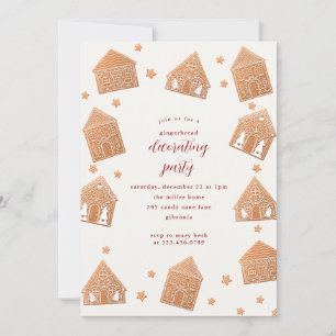 Cute Gingerbrood House Decorting Party kerst Kaart