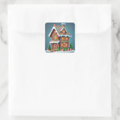 Cute Gingerbrood House Vierkante Sticker (Tas)