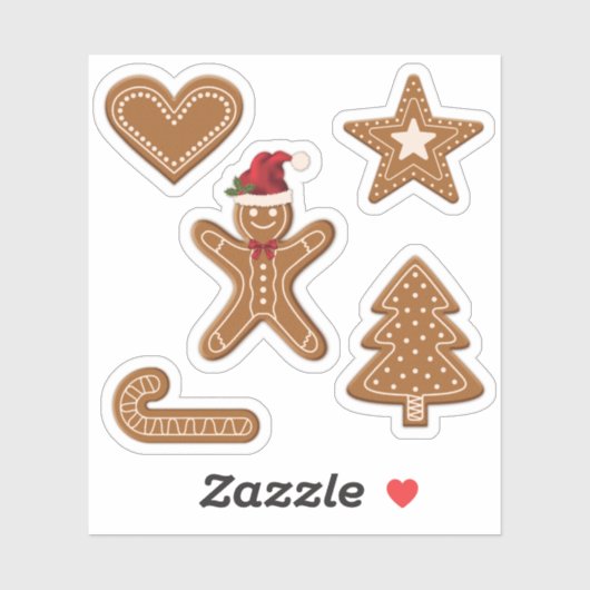 Cute Gingerbrood-kerstkoekjes Sticker (Vel)