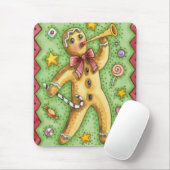 Cute Gingerbrood Man Bbladerhorn, kerstSnoep Muismat (Met muis)