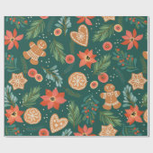 Cute Gingerbrood Man Boy Kerstcountry Cute Cadeaupapier (Vlak)