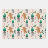 Cute Gingerbrood Man Candy Cane Kerstmis Inpakpapier Vel (Voorkant 3)