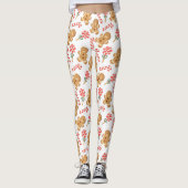Cute Gingerbrood Man Candy Cane Pattern Leggings (Voorkant)