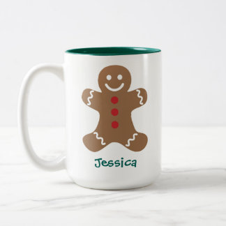 Cute Gingerbrood Man Gepersonaliseerd Tweekleurige Koffiemok