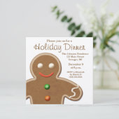 Cute Gingerbrood Man Holiday Party Kaart (Staand voorkant)