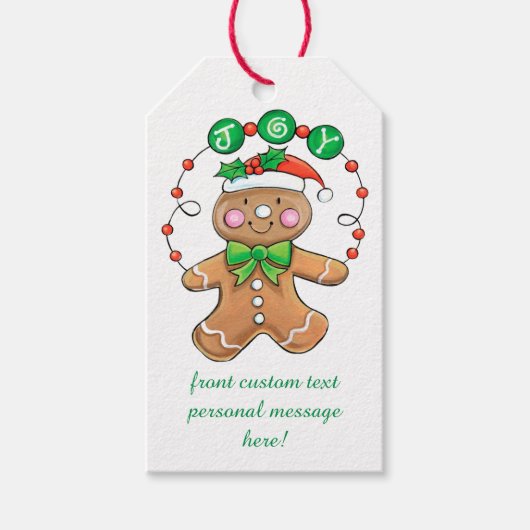 Cute Gingerbrood man, Kerstkoekjesjoy Cadeaulabel (Voorkant)