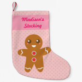 Cute Gingerbrood Man Kerstmis Gepersonaliseerd Roz Kleine Kerstsok (Voorkant)