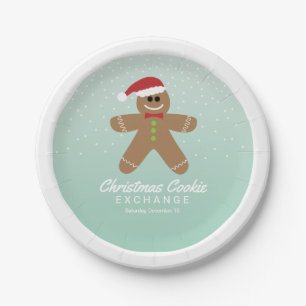 Cute Gingerbrood Man met kerstkoekjesuitwisseling Papieren Bordje