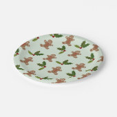 Cute Gingerbrood Men en Holly Pattern Kerstmis Papieren Bordje (Gekanteld)
