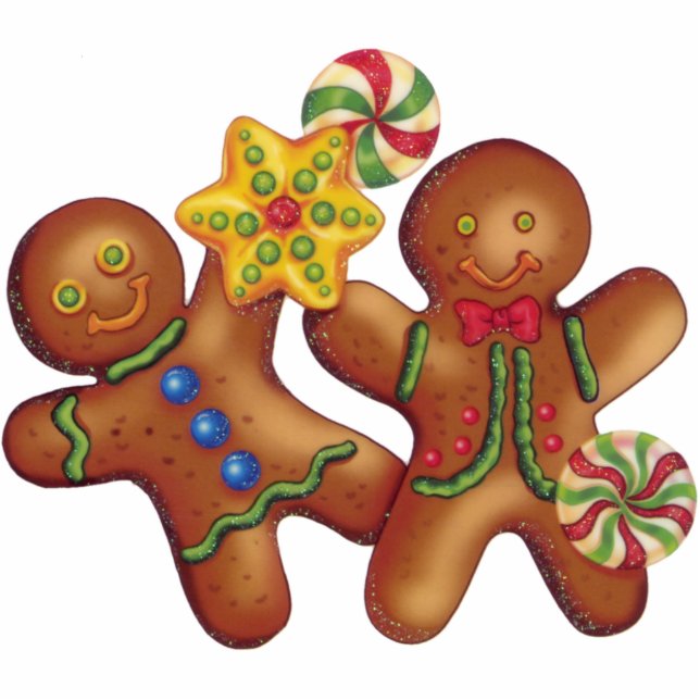 Cute Gingerbrood Sculpture Ornament Fotobeeldje Ornament (Voorkant)