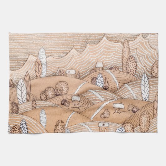 Cute Gingerbrood Village Artwork | Keukenhanddoek (Horizontaal)