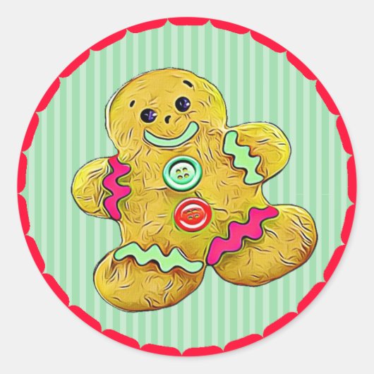 Cute Gingerbrood voor kerstmis Ronde Sticker (Voorkant)