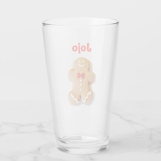 Cute Gingersnap Gingerbrood Man Red Holiday 4Jojo Glas (Achterkant)