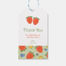 Cute Gingham Aardbeien Meisje 1e Verjaardag Cadeau