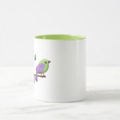 Cute Gingham Bird met Pastel Leaves Mok (Midden)