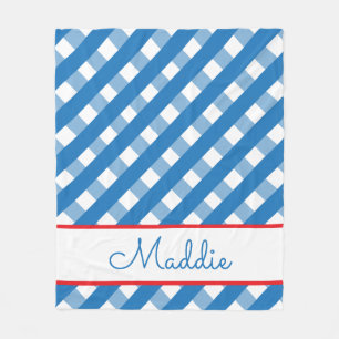 Cute Gingham Personalized Fleece Blanket