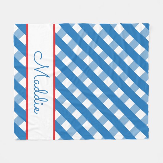 Cute Gingham Personalized Fleece Blanket (Voorkant (Horizontaal))