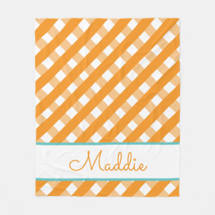 Cute Gingham Personalized Fleece Blanket