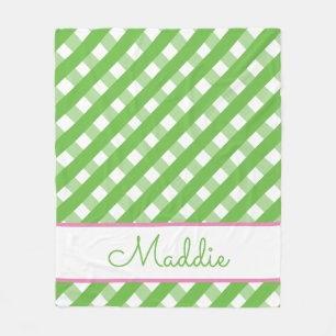 Cute Gingham Personalized Fleece Blanket