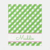 Cute Gingham Personalized Fleece Blanket Deken (Voorkant)