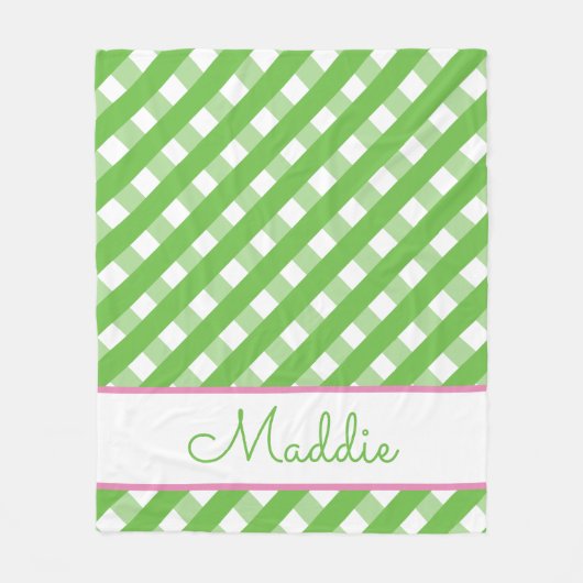 Cute Gingham Personalized Fleece Blanket Deken (Voorkant)