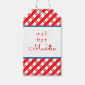 Cute Gingham Personalized Gift Labels Cadeaulabel (Voorkant)
