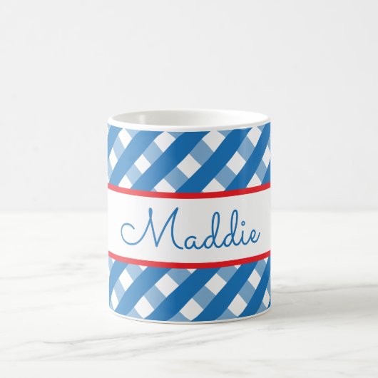 Cute Gingham Personalized Mug Koffiemok (Center)