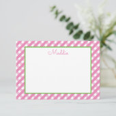 Cute Gingham Personalized Note Cards Bedankkaart (Staand voorkant)