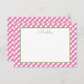 Cute Gingham Personalized Note Cards Bedankkaart (Voorkant / Achterkant)