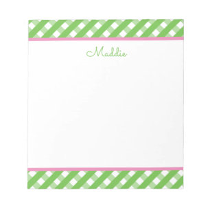 Cute Gingham Personalized Notitieblok