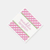 Cute Gingham Personalized Party Napkins Servet (Hoek)