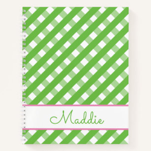 Cute Gingham Personalized Spiral Notitieboek