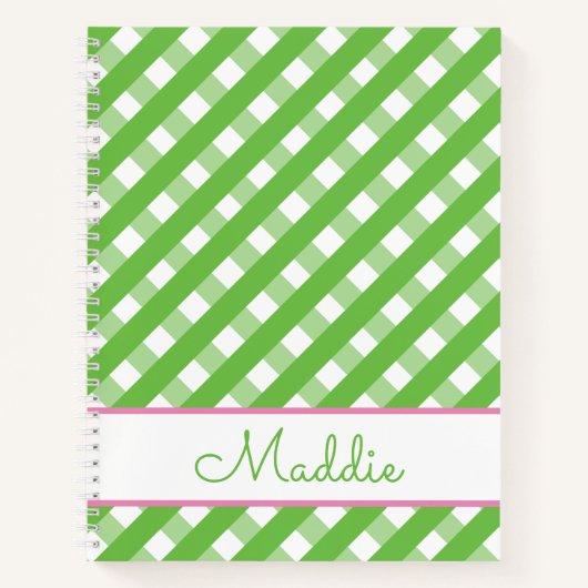 Cute Gingham Personalized Spiral Notitieboek (Voorkant)