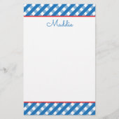 Cute Gingham Personalized Stationery (Voorkant)