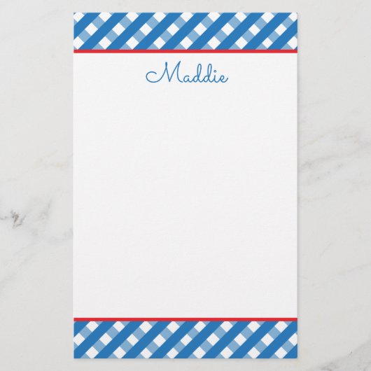 Cute Gingham Personalized Stationery (Voorkant)