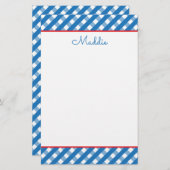 Cute Gingham Personalized Stationery (Voorkant / Achterkant)