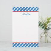 Cute Gingham Personalized Stationery (Staand voorkant)