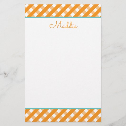 Cute Gingham Personalized Stationery (Voorkant)