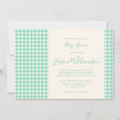 Cute Gingham Pset Mint Green Baby shower Kaart (Voorkant)