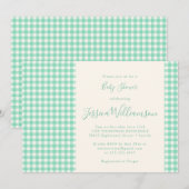 Cute Gingham Pset Mint Green Baby shower Kaart (Voorkant / Achterkant)