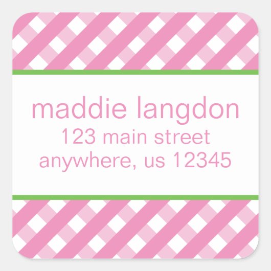 Cute Gingham Return Address Labels (Voorkant)