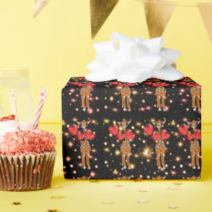 Cute giraf, glitter sparkle hartballonnen cadeaupapier