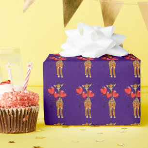 Cute giraf, glitter sparkle hartballonnen cadeaupapier