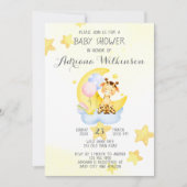 Cute giraf op de wolk is een meisje baby shower kaart (Voorkant)