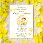 Cute giraf op de wolk is een meisje baby shower kaart