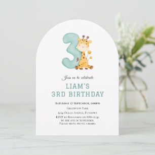 Cute Giraffe 3e anniversaire invitation