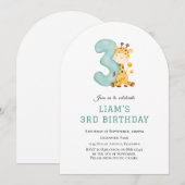 Cute Giraffe 3e anniversaire invitation (Devant / Derrière)
