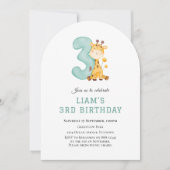 Cute Giraffe 3e anniversaire invitation (Devant)