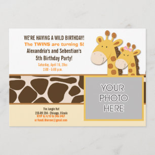 Cute Giraffe African Animals *FOTO* Birthday 5x7 Kaart