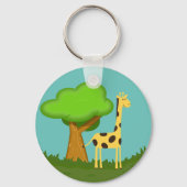 Cute Giraffe and Tree Art Personalised Keychain (Achterkant)